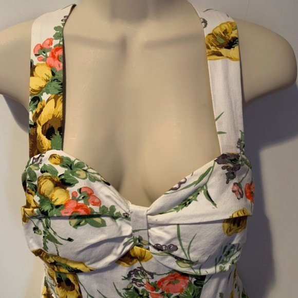 Miss Sixty M60 Floral Dress Small Retro Pinup Vintage 1950s Poppies Flower - Picture 6 of 8